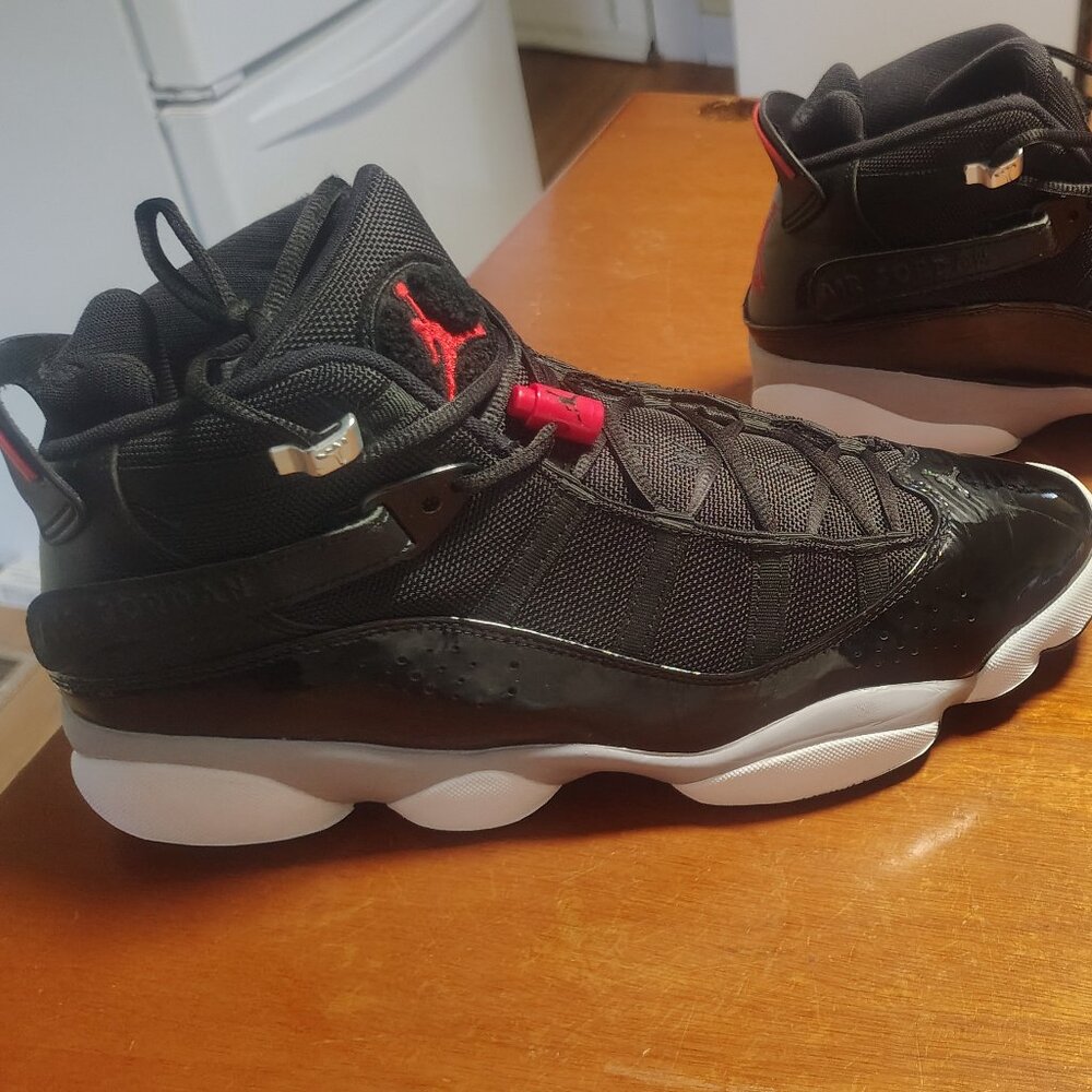 Black and cement red Jordan six rings